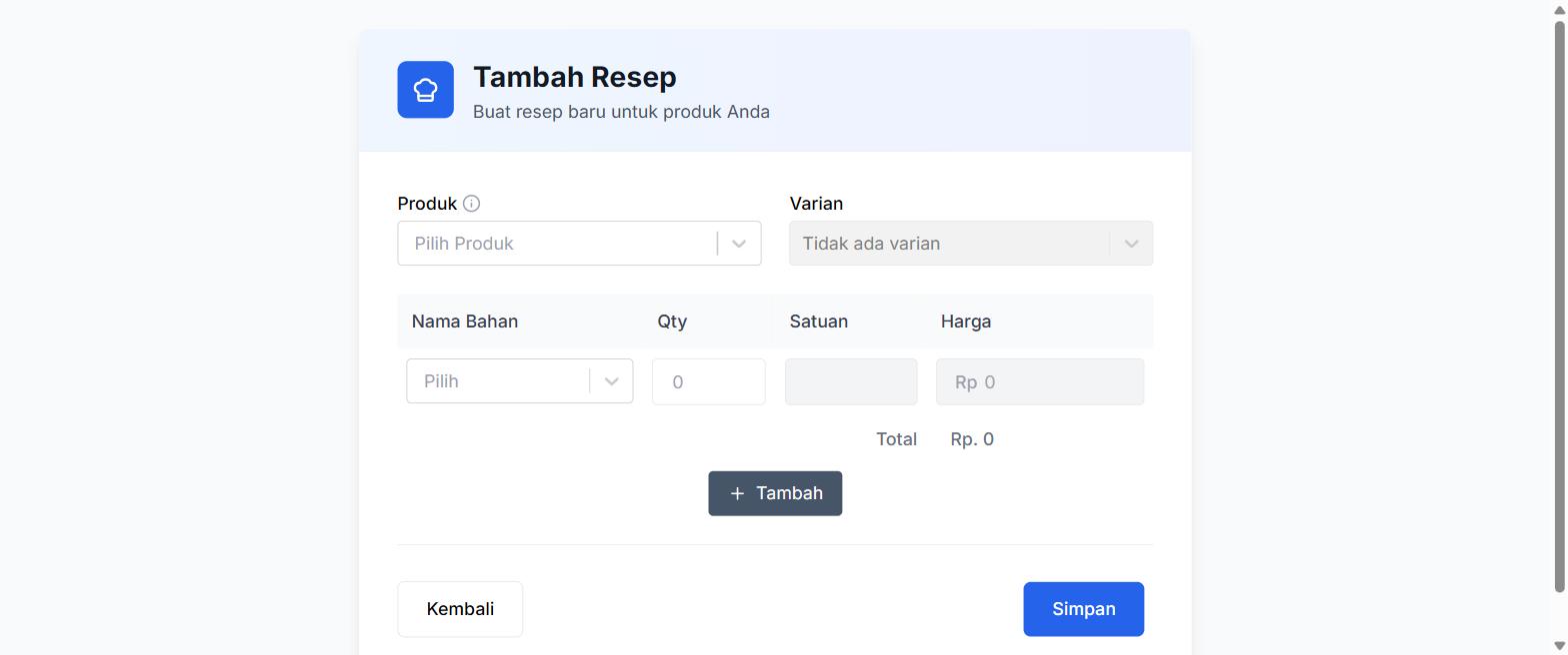 Form Tambah Resep kosong