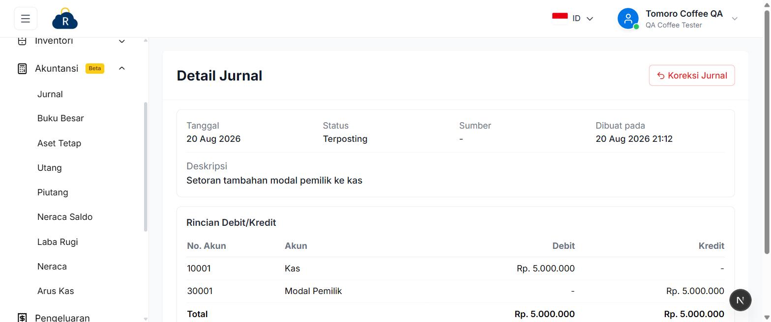 Halaman Detail Jurnal dengan status Terposting