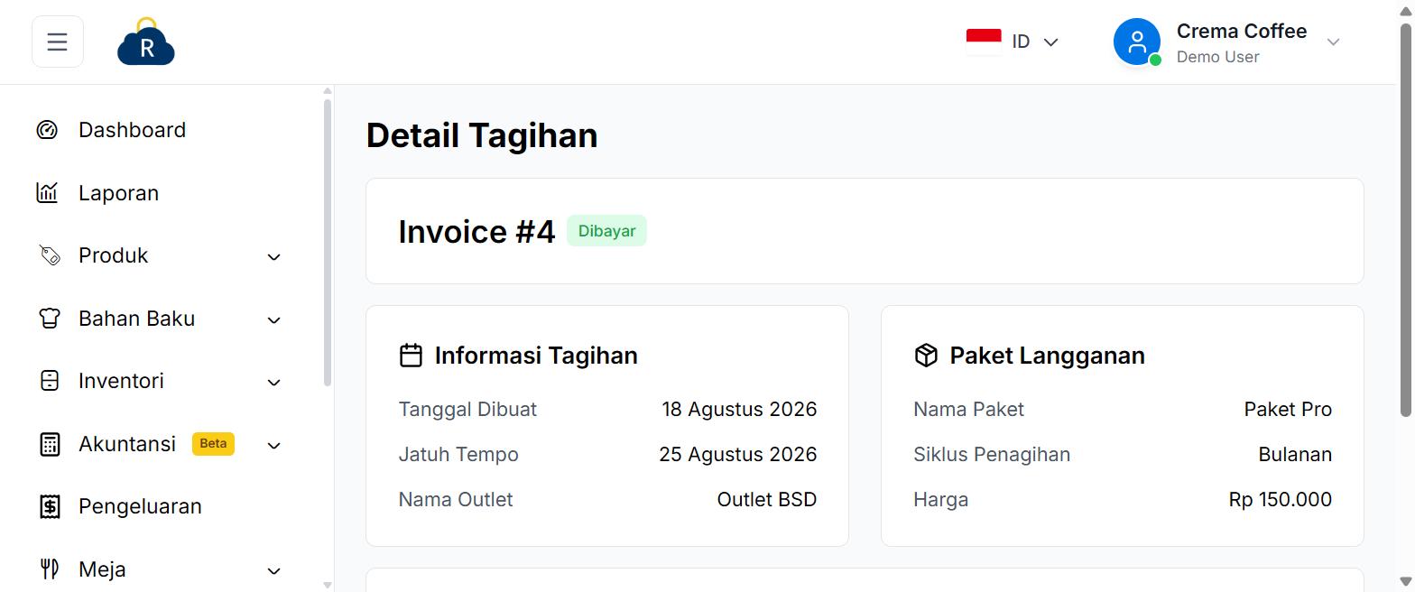 Status invoice berubah menjadi Dibayar