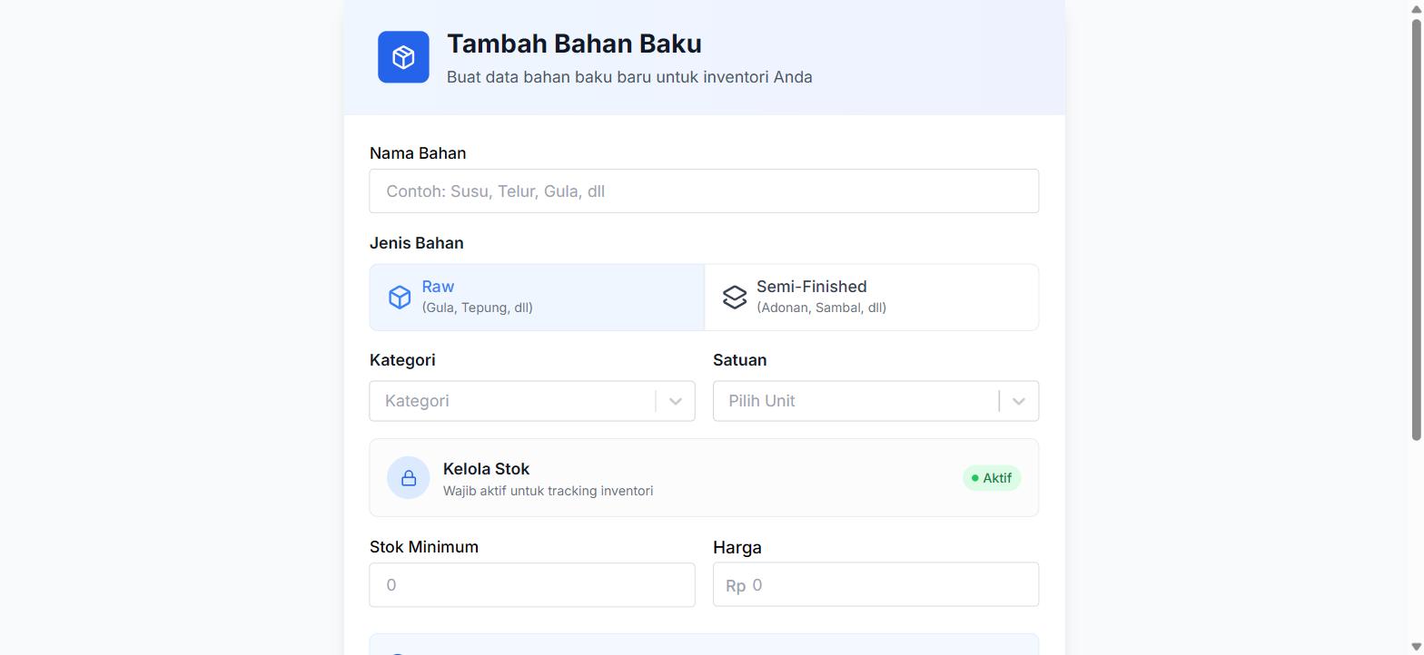 Form Tambah Bahan Baku